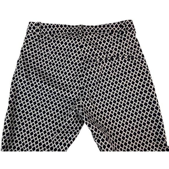 H&M Women's Pants Diamond Pattern 8 Black White Cotton Elastane Stretchy - Picture 5 of 9